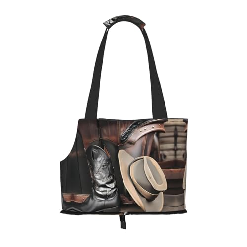 Cowboy-Rucksack mit schwarzem Hut und Westernstiefeln, leichte Reise-Katzentasche, atmungsaktive Umhängetasche für kleine Hunde Cowboy-Rucksack mit schwarzem Hut und Westernstiefeln, leichte Reise-Katzentasche, atmungsaktive Umhängetasche für kleine Hunde von WBQLSL