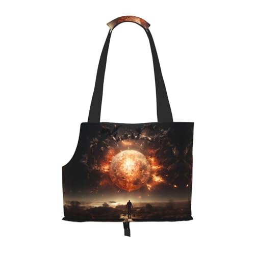 Explosion on Earth bedruckte Haustier-Umhängetasche – faltbares Design, kleine Katzen- und Hunde-Reisetasche von WBQLSL