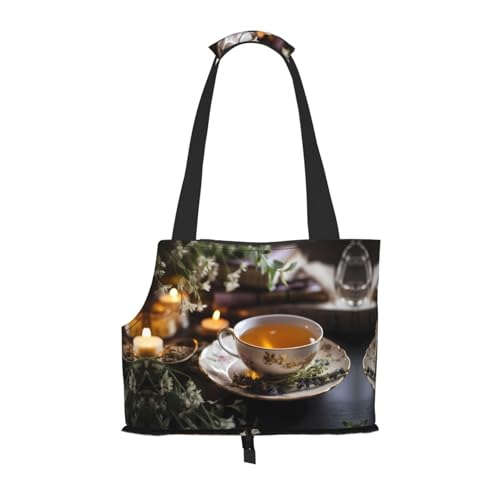 Fine Tea Bowl Printed Pet Shoulder Bag - Foldable Design, Small Cat and Dog Travel Bag von WBQLSL