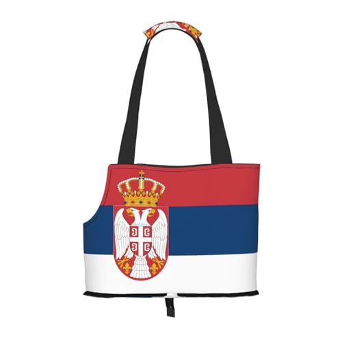 Flagge von Serbien Muster Haustier Ausgehen Tasche - Leichte Reise Katze Tasche Atmungsaktive Umhängetasche für kleine Hunde von WBQLSL