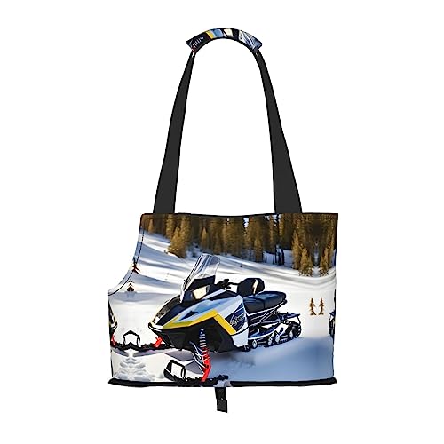 Fortschrittliche Schultertasche mit Schneemobil bedruckt, tragbar, faltbar, geeignet für den Transport kleiner Haustiere von WBQLSL