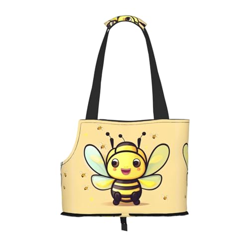 Gelbe Tasche mit Bienenmuster für Haustiere – leichte Reise-Katzentasche, atmungsaktive Umhängetasche für kleine Hunde Gelbe Tasche mit Bienenmuster für Haustiere – leichte Reise-Katzentasche, atmungsaktive Umhängetasche für kleine Hunde von WBQLSL