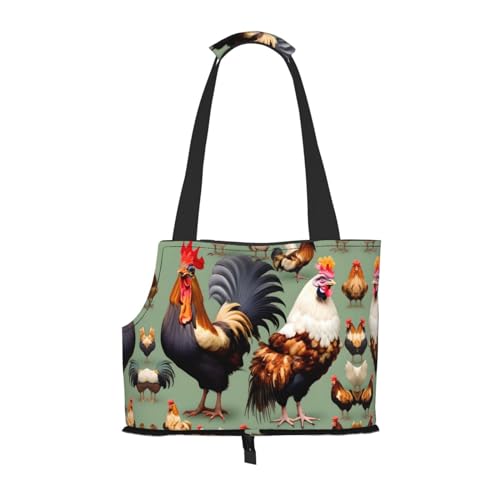 Hahn und Huhn Muster Haustier Ausgehen Tasche - Leichte Reise Katze Tasche Atmungsaktive Umhängetasche für kleine Hunde Hahn und Huhn Muster Haustier Ausgehen Tasche - Leichte Reise Katze Tasche Atmungsaktive Umhängetasche für kleine Hunde von WBQLSL