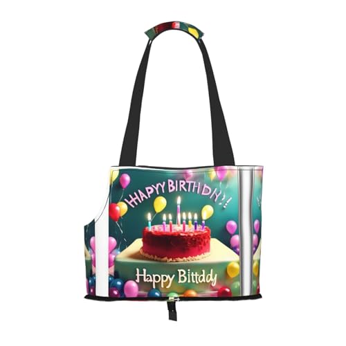 Happy Birthday Schöne bedruckte tragbare faltbare Haustier-Umhängetasche, geeignet für den Transport kleiner Haustiere Happy Birthday Schöne bedruckte tragbare faltbare Haustier-Umhängetasche, geeignet für den Transport kleiner Haustiere von WBQLSL