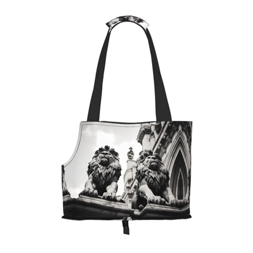 Haustier-Umhängetasche mit Löwenmotiv, faltbares Design, kleine Katzen- und Hunde-Reisetasche von WBQLSL