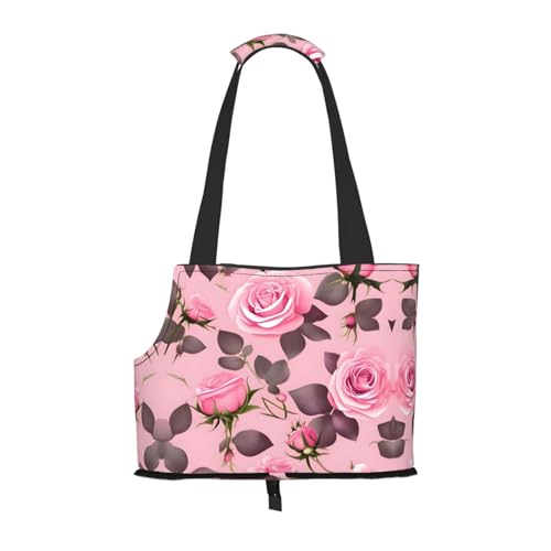 Hübsche rosa Rosenmuster Haustier Ausgehen Tasche - Leichte Reise Katze Tasche Atmungsaktive Umhängetasche für kleine Hunde Hübsche rosa Rosenmuster Haustier Ausgehen Tasche - Leichte Reise Katze Tasche Atmungsaktive Umhängetasche für kleine Hunde von WBQLSL