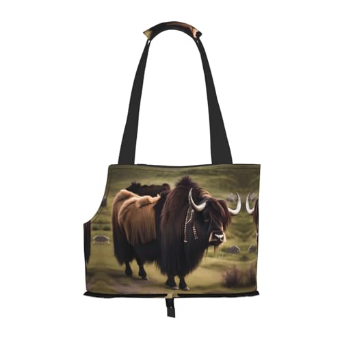 Mighty Highland Yak bedruckte tragbare faltbare Haustier-Umhängetasche, geeignet für den Transport kleiner Haustiere Mighty Highland Yak bedruckte tragbare faltbare Haustier-Umhängetasche, geeignet für den Transport kleiner Haustiere von WBQLSL