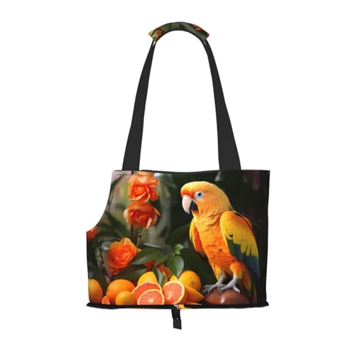 Orange Papagei Vogel Muster Haustier Ausgehen Tasche - Leichte Reise Katze Tasche Atmungsaktive Umhängetasche für kleine Hunde Orange Papagei Vogel Muster Haustier Ausgehen Tasche - Leichte Reise Katze Tasche Atmungsaktive Umhängetasche für kleine Hunde von WBQLSL