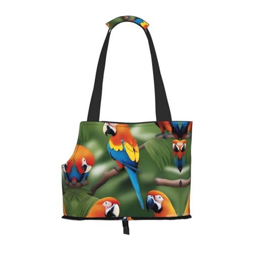 Orange Papagei Vogel Muster Haustier Ausgehen Tasche - Leichte Reise Katze Tasche Atmungsaktive Umhängetasche für kleine Hunde Orange Papagei Vogel Muster Haustier Ausgehen Tasche - Leichte Reise Katze Tasche Atmungsaktive Umhängetasche für kleine Hunde von WBQLSL