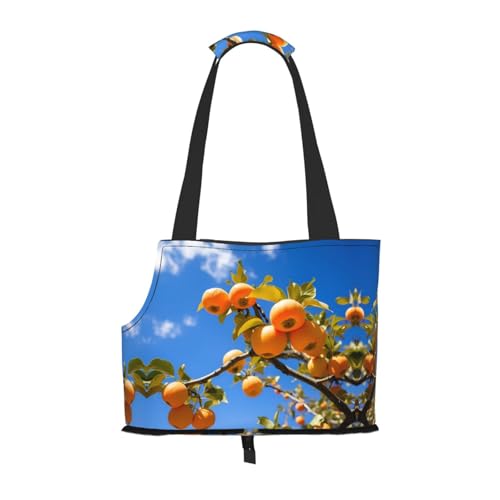Persimmons bedruckte Haustier-Umhängetasche – faltbares Design, kleine Katzen- und Hunde-Reisetasche von WBQLSL