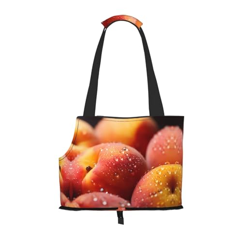 Pfirsich-bedruckte Haustier-Umhängetasche – faltbares Design, kleine Katzen- und Hunde-Reisetasche von WBQLSL