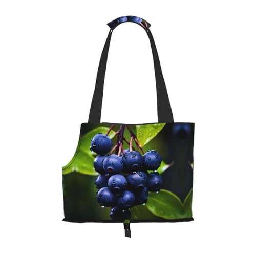 Plump Blueberries bedruckte Haustier-Umhängetasche – faltbares Design, kleine Katzen- und Hunde-Reisetasche von WBQLSL