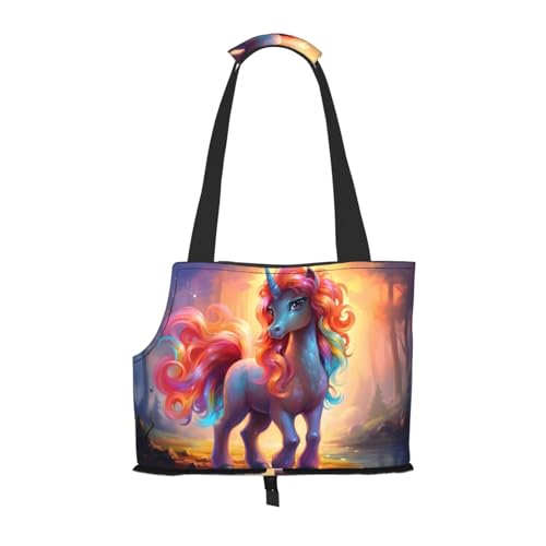 Rainbow Pony Muster Haustier Ausgehen Tasche - Leichte Reise Katze Tasche Atmungsaktive Umhängetasche für kleine Hunde Rainbow Pony Muster Haustier Ausgehen Tasche - Leichte Reise Katze Tasche Atmungsaktive Umhängetasche für kleine Hunde von WBQLSL