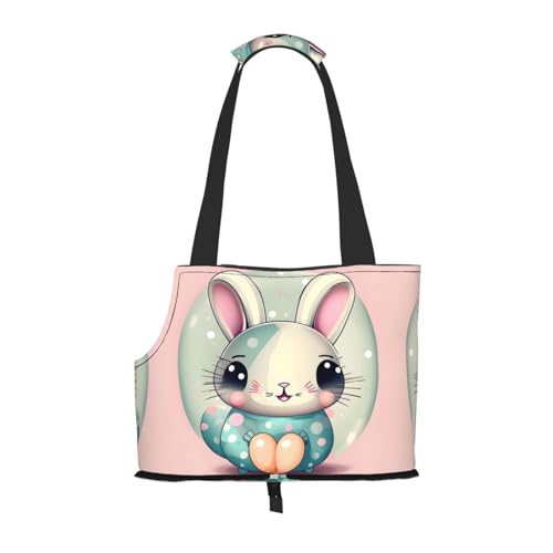 Rosa Cartoon-Hasenmuster Haustier Ausgehen Tasche - Leichte Reise Katze Tasche Atmungsaktive Umhängetasche für kleine Hunde Rosa Cartoon-Hasenmuster Haustier Ausgehen Tasche - Leichte Reise Katze Tasche Atmungsaktive Umhängetasche für kleine Hunde von WBQLSL