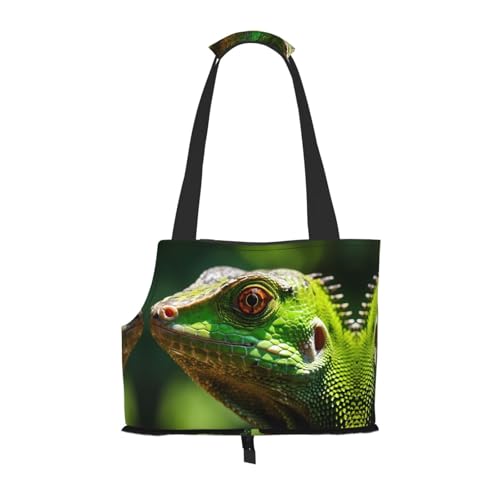 Rotäugige Chamäleon-bedruckte Haustier-Umhängetasche, faltbares Design, kleine Katzen- und Hunde-Reisetasche von WBQLSL
