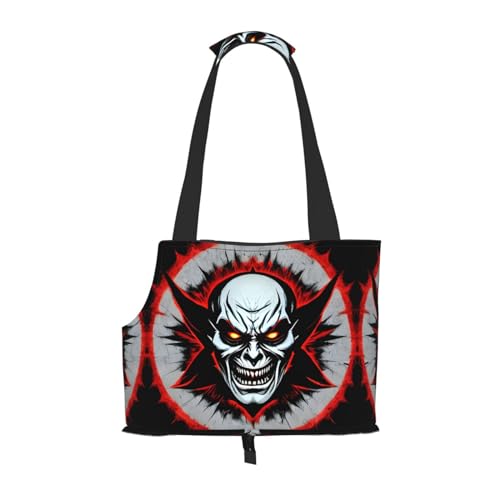 Rote und schwarze Evil Ghost bedruckte Haustier-Umhängetasche, faltbares Design, kleine Katzen- und Hunde-Reisetasche Rote und schwarze Evil Ghost bedruckte Haustier-Umhängetasche, faltbares Design, kleine Katzen- und Hunde-Reisetasche von WBQLSL
