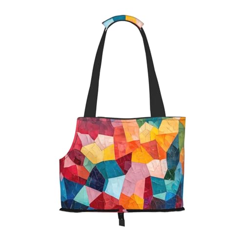 Schultertasche für kleine Katzen und Hunde, Motiv: Farbmosaik, faltbares Design, Reisetasche für kleine Katzen und Hunde von WBQLSL