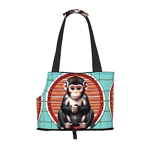 The Silent Monkey Bedruckte, tragbare, faltbare Haustier-Umhängetasche, geeignet für den Transport kleiner Haustiere von WBQLSL