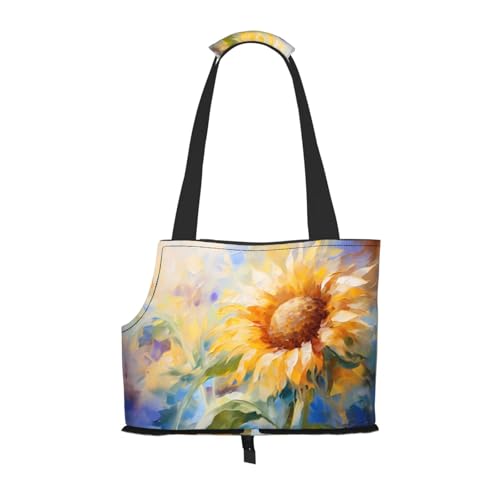 Tragbare faltbare Haustier-Umhängetasche, abstrakt, Sonnenblumen-Druck, geeignet für kleine Haustiere Tragbare faltbare Haustier-Umhängetasche, abstrakt, Sonnenblumen-Druck, geeignet für kleine Haustiere von WBQLSL