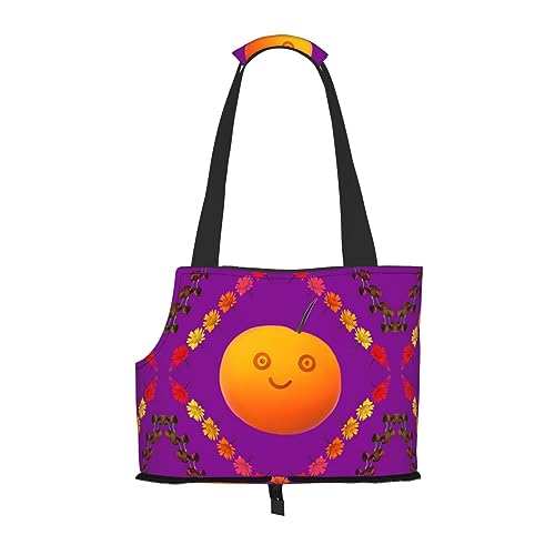 Tragbare faltbare Haustier-Umhängetasche, mit Smiley-Aufdruck, geeignet für kleine Haustiere, Orange Tragbare faltbare Haustier-Umhängetasche, mit Smiley-Aufdruck, geeignet für kleine Haustiere, Orange von WBQLSL