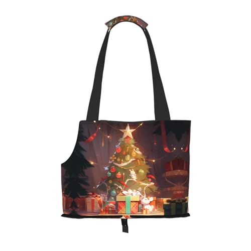 Tragbare faltbare Haustier-Umhängetasche, mit Weihnachtsbaum-Motiv, geeignet für kleine Haustiere Tragbare faltbare Haustier-Umhängetasche, mit Weihnachtsbaum-Motiv, geeignet für kleine Haustiere von WBQLSL