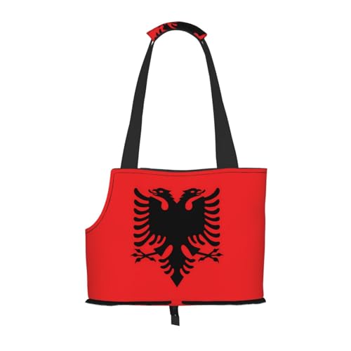 Tragbare faltbare Haustier-Umhängetasche mit albanischer Flagge, geeignet für den Transport kleiner Haustiere Tragbare faltbare Haustier-Umhängetasche mit albanischer Flagge, geeignet für den Transport kleiner Haustiere von WBQLSL