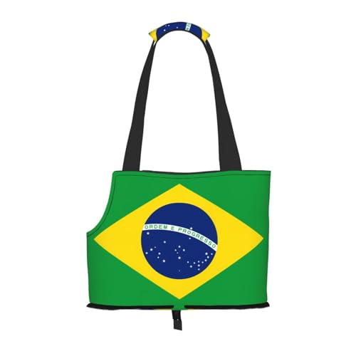 Tragbare faltbare Haustier-Umhängetasche mit brasilianischer Flagge, geeignet für den Transport kleiner Haustiere Tragbare faltbare Haustier-Umhängetasche mit brasilianischer Flagge, geeignet für den Transport kleiner Haustiere von WBQLSL