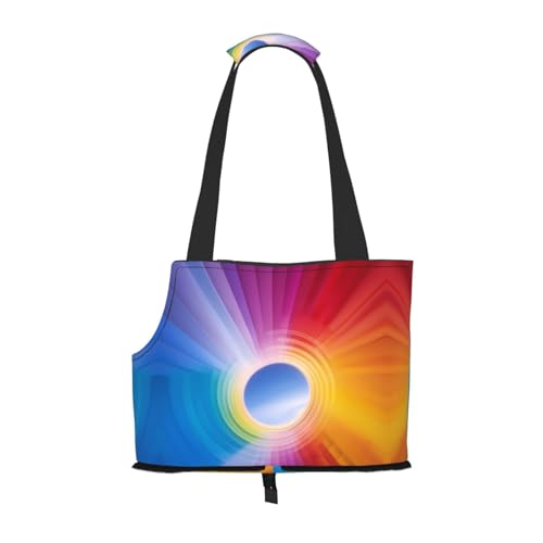 Umhängetasche für Haustiere, mit Regenbogen-Druck, faltbares Design, kleine Katzen- und Hunde-Reisetasche von WBQLSL