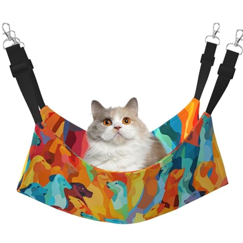 WBQLSL Abstrakte bunte Hunde, mittelgroß, bedruckte Haustier-Hängematte – Schlafhängematte für Katzen, Frettchen, Welpen, Kaninchen, Kleintiere WBQLSL Abstrakte bunte Hunde, mittelgroß, bedruckte Haustier-Hängematte – Schlafhängematte für Katzen, Frettchen, Welpen, Kaninchen, Kleintiere von WBQLSL