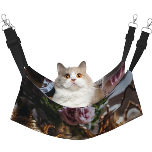 WBQLSL Afternoon Tea mittelgroße bedruckte Haustierhängematte – Schlafhängematte für Katzen, Frettchen, Welpen, Kaninchen, Kleintiere von WBQLSL