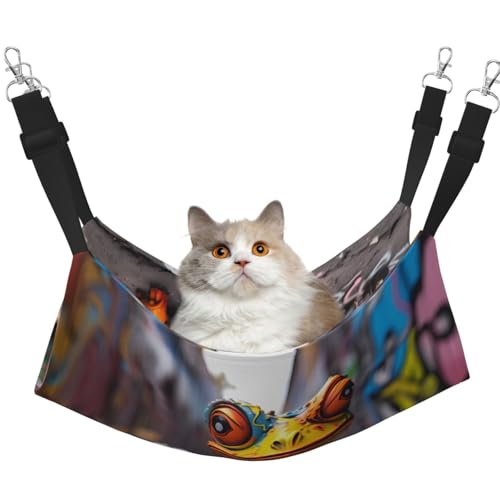 WBQLSL Artistic Graffiti Frosch Große bedruckte Haustierhängematte - Schlafhängematte für Katzen, Frettchen, Welpen, Kaninchen, Kleintiere von WBQLSL