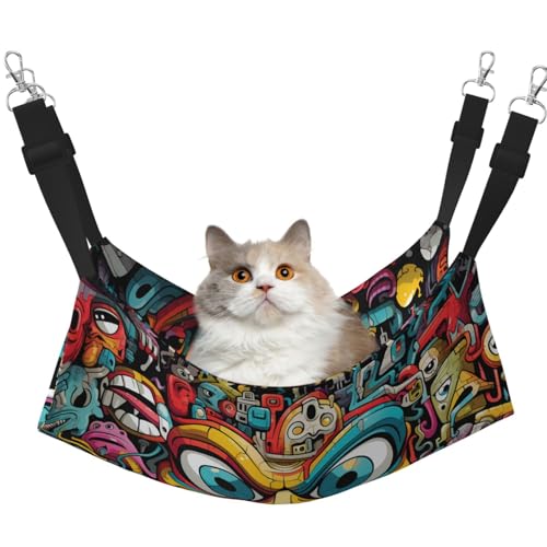 WBQLSL Big Mouth mittelgroße bedruckte Haustier-Hängematte – Schlafhängematte für Katzen, Frettchen, Welpen, Kaninchen, Kleintiere WBQLSL Big Mouth mittelgroße bedruckte Haustier-Hängematte – Schlafhängematte für Katzen, Frettchen, Welpen, Kaninchen, Kleintiere von WBQLSL