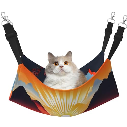 WBQLSL Bright Sunrise Haustierhängematte mit mittelgroßem Druck, Schlafhängematte für Katzen, Frettchen, Welpen, Kaninchen, Kleintiere WBQLSL Bright Sunrise Haustierhängematte mit mittelgroßem Druck, Schlafhängematte für Katzen, Frettchen, Welpen, Kaninchen, Kleintiere von WBQLSL