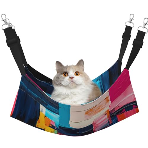 WBQLSL Colour Blocks Große bedruckte Haustierhängematte - Schlafhängematte für Katzen, Frettchen, Welpen, Kaninchen, Kleintiere von WBQLSL