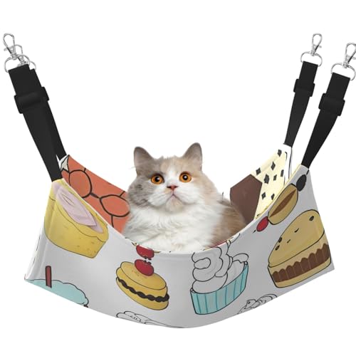 WBQLSL Cupcake-Hängematte für Haustiere, mittelgroß, bedruckt, für Katzen, Frettchen, Welpen, Kaninchen, Kleintiere WBQLSL Cupcake-Hängematte für Haustiere, mittelgroß, bedruckt, für Katzen, Frettchen, Welpen, Kaninchen, Kleintiere von WBQLSL
