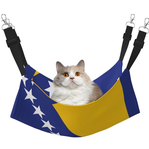 WBQLSL Flagge von Bosnien und Herzegowina Große bedruckte Haustierhängematte - Schlafhängematte für Katzen, Frettchen, Welpen, Kaninchen, Kleintiere WBQLSL Flagge von Bosnien und Herzegowina Große bedruckte Haustierhängematte - Schlafhängematte für Katzen, Frettchen, Welpen, Kaninchen, Kleintiere von WBQLSL