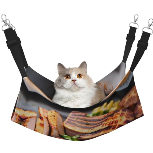 WBQLSL Golden Roast Große bedruckte Haustierhängematte - Schlafhängematte für Katzen, Frettchen, Welpen, Kaninchen, Kleintiere WBQLSL Golden Roast Große bedruckte Haustierhängematte - Schlafhängematte für Katzen, Frettchen, Welpen, Kaninchen, Kleintiere von WBQLSL