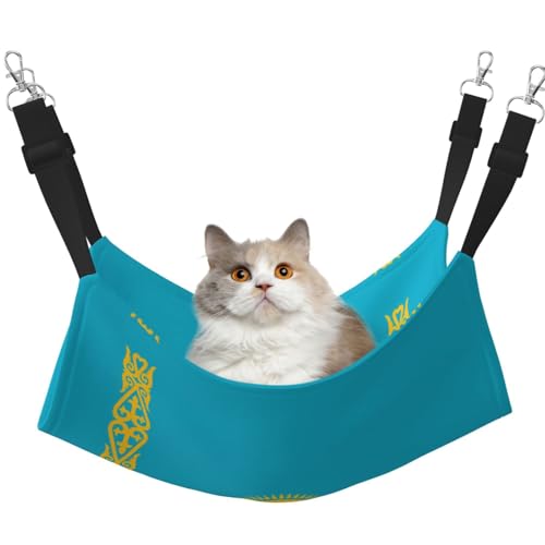 WBQLSL Große bedruckte Haustierhängematte mit Flagge von Kasachstan, Schlafhängematte für Katzen, Frettchen, Welpen, Kaninchen, Kleintiere WBQLSL Große bedruckte Haustierhängematte mit Flagge von Kasachstan, Schlafhängematte für Katzen, Frettchen, Welpen, Kaninchen, Kleintiere von WBQLSL