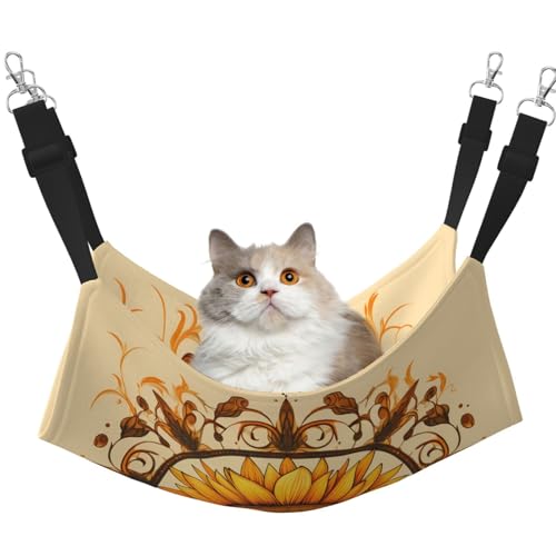 WBQLSL Große bedruckte Haustierhängematte mit Sonnenblumen-Motiv – Schlafhängematte für Katzen, Frettchen, Welpen, Kaninchen, Kleintiere WBQLSL Große bedruckte Haustierhängematte mit Sonnenblumen-Motiv – Schlafhängematte für Katzen, Frettchen, Welpen, Kaninchen, Kleintiere von WBQLSL