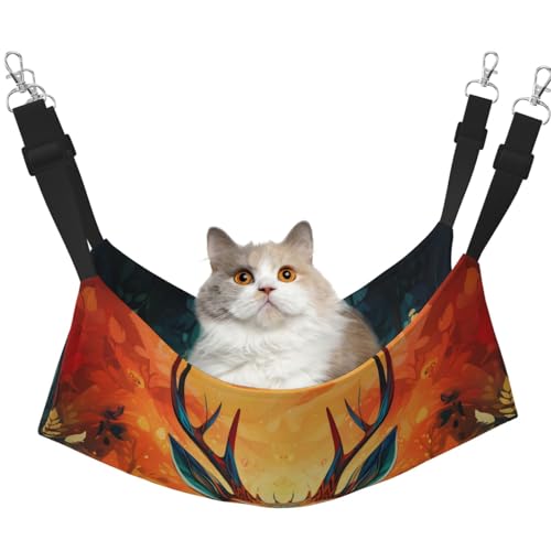 WBQLSL Große bedruckte Haustierhängematte mit Tierblumenmuster, Schlafhängematte für Katzen, Frettchen, Welpen, Kaninchen, Kleintiere von WBQLSL