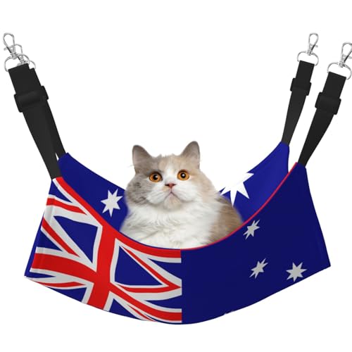 WBQLSL Große bedruckte Haustierhängematte mit australischer Flagge, Schlafhängematte für Katzen, Frettchen, Welpen, Kaninchen, Kleintiere WBQLSL Große bedruckte Haustierhängematte mit australischer Flagge, Schlafhängematte für Katzen, Frettchen, Welpen, Kaninchen, Kleintiere von WBQLSL
