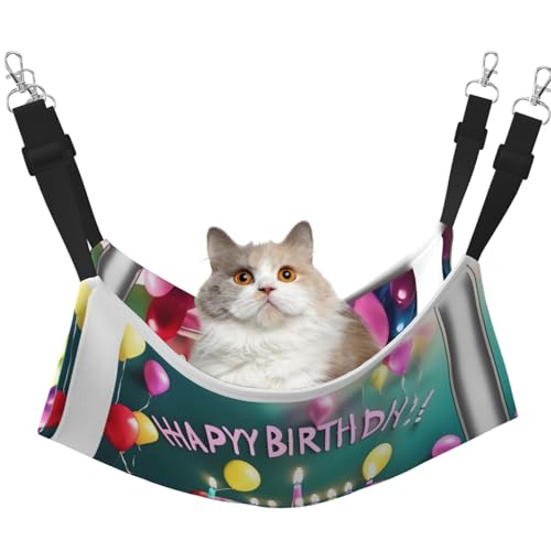 WBQLSL Happy Birthday Schöne Große Bedruckte Haustier Hängematte - Schlafhängematte für Katzen, Frettchen, Welpen, Kaninchen, Kleintiere von WBQLSL