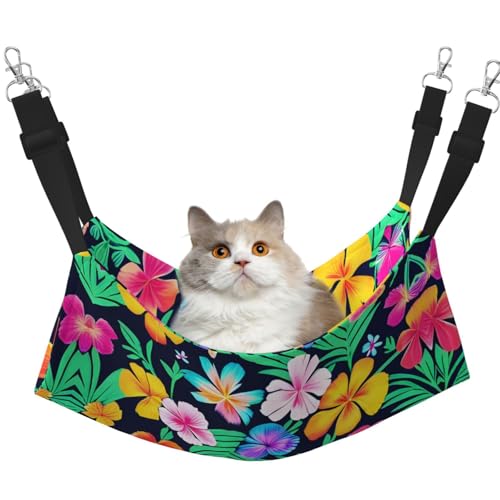 WBQLSL Haustier-Hängematte mit bunten Blumen, mittelgroß, bedruckt, für Katzen, Frettchen, Welpen, Kaninchen, Kleintiere WBQLSL Haustier-Hängematte mit bunten Blumen, mittelgroß, bedruckt, für Katzen, Frettchen, Welpen, Kaninchen, Kleintiere von WBQLSL