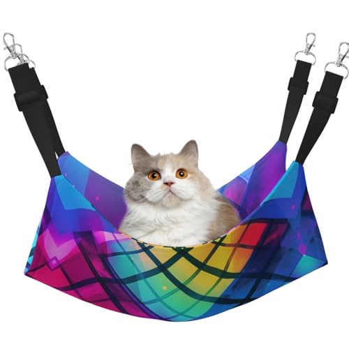 WBQLSL Haustierhängematte mit farbigem Karomuster, mittelgroß, bedruckt, für Katzen, Frettchen, Welpen, Kaninchen, Kleintiere WBQLSL Haustierhängematte mit farbigem Karomuster, mittelgroß, bedruckt, für Katzen, Frettchen, Welpen, Kaninchen, Kleintiere von WBQLSL