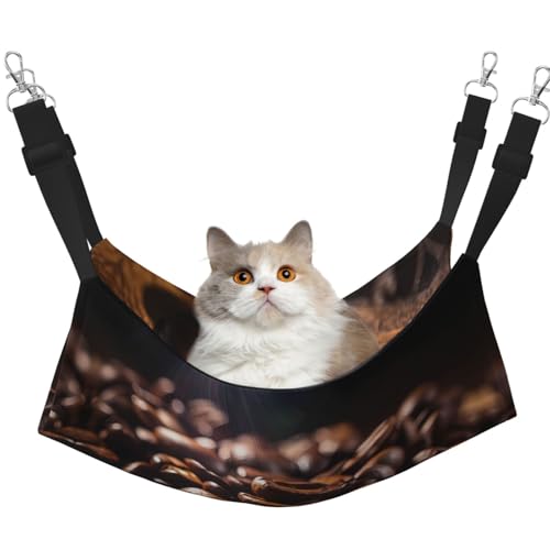 WBQLSL Kaffeebohnen mittelgroße bedruckte Haustierhängematte - Schlafhängematte für Katzen, Frettchen, Welpen, Kaninchen, Kleintiere von WBQLSL