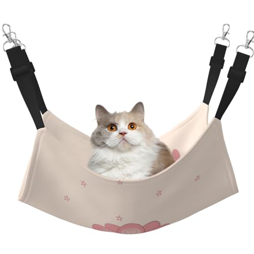 WBQLSL Little Pink Cherry Blossoms Große bedruckte Haustierhängematte – Schlafhängematte für Katzen, Frettchen, Welpen, Kaninchen, Kleintiere von WBQLSL