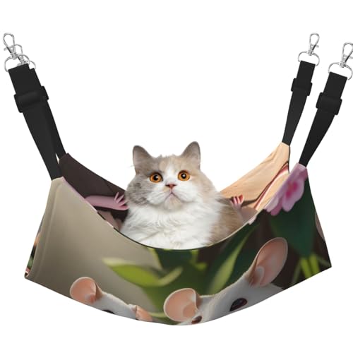 WBQLSL Mutter und Kind Ratten Medium Bedruckte Haustier Hängematte - Schlafhängematte für Katzen, Frettchen, Welpen, Kaninchen, Kleintiere von WBQLSL