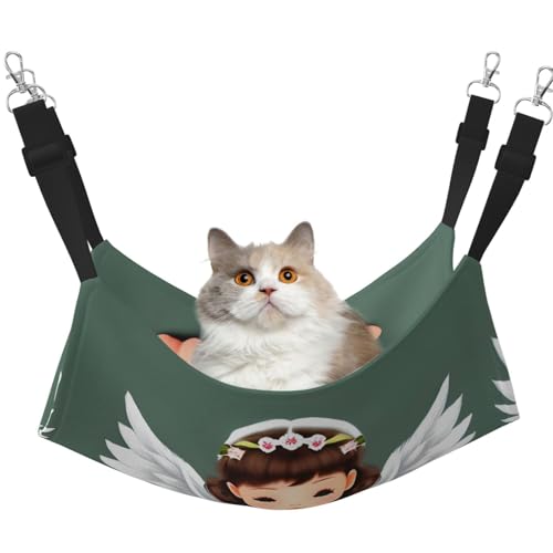 WBQLSL Niedliche Little Angel mittelgroße bedruckte Haustier-Hängematte – Schlafhängematte für Katzen, Frettchen, Welpen, Kaninchen, Kleintiere von WBQLSL