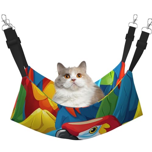 WBQLSL Schöne Haustier-Hängematte mit Papageienvogel, mittelgroß, bedruckt, für Katzen, Frettchen, Welpen, Kaninchen, Kleintiere von WBQLSL