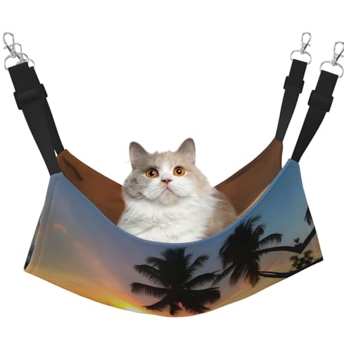 WBQLSL Sunset Beach Große bedruckte Haustierhängematte - Schlafhängematte für Katzen, Frettchen, Welpen, Kaninchen, Kleintiere von WBQLSL